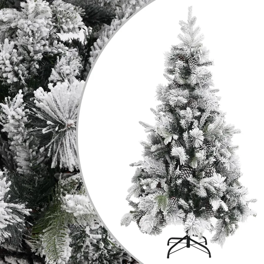 Sapin de Noël à flocons de neige et pommes de pin 225 cm PVC/PE