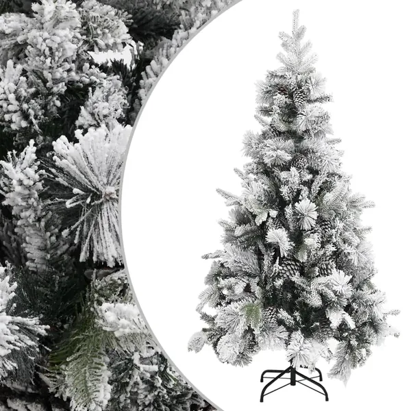 Sapin de Noël à flocons de neige et pommes de pin 225 cm PVC/PE