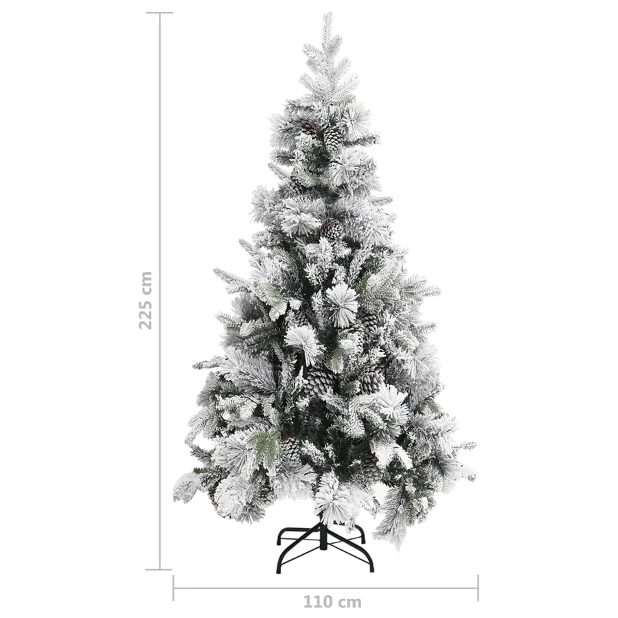 Sapin de Noël à flocons de neige et pommes de pin 225 cm PVC/PE - 6