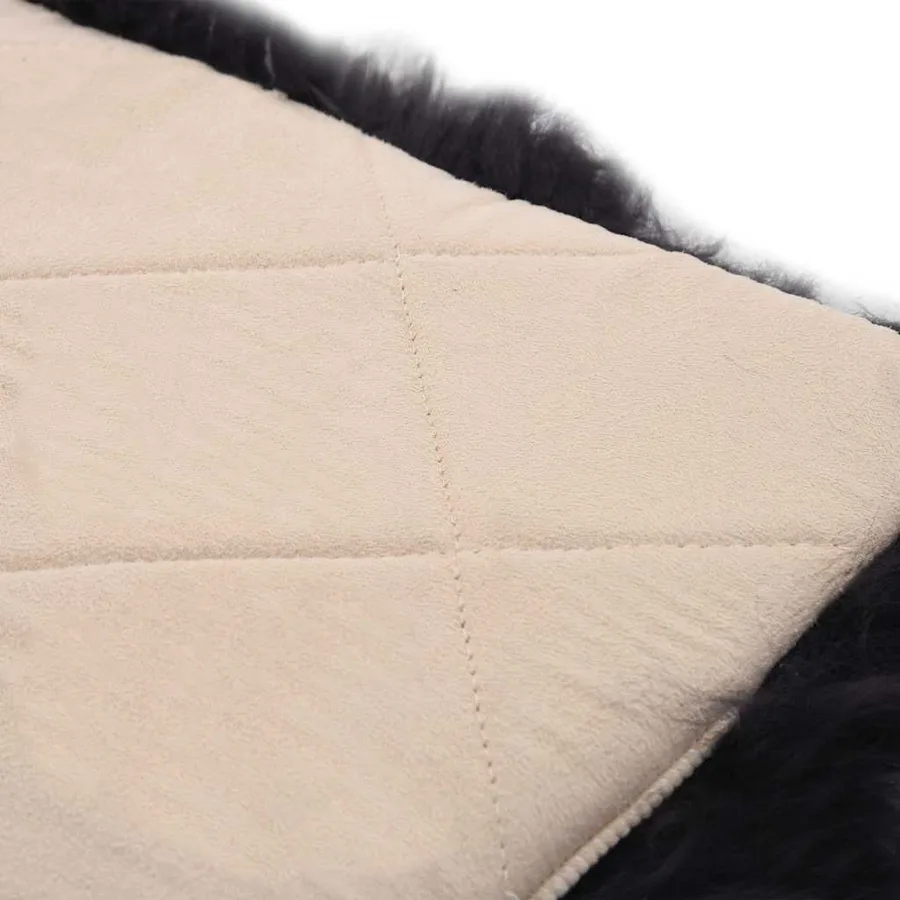 Coussins de chaise lot de 2 Gris foncé Mouton véritable - 4