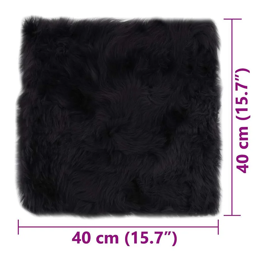 Coussins de chaise lot de 2 Gris foncé Mouton véritable - 6