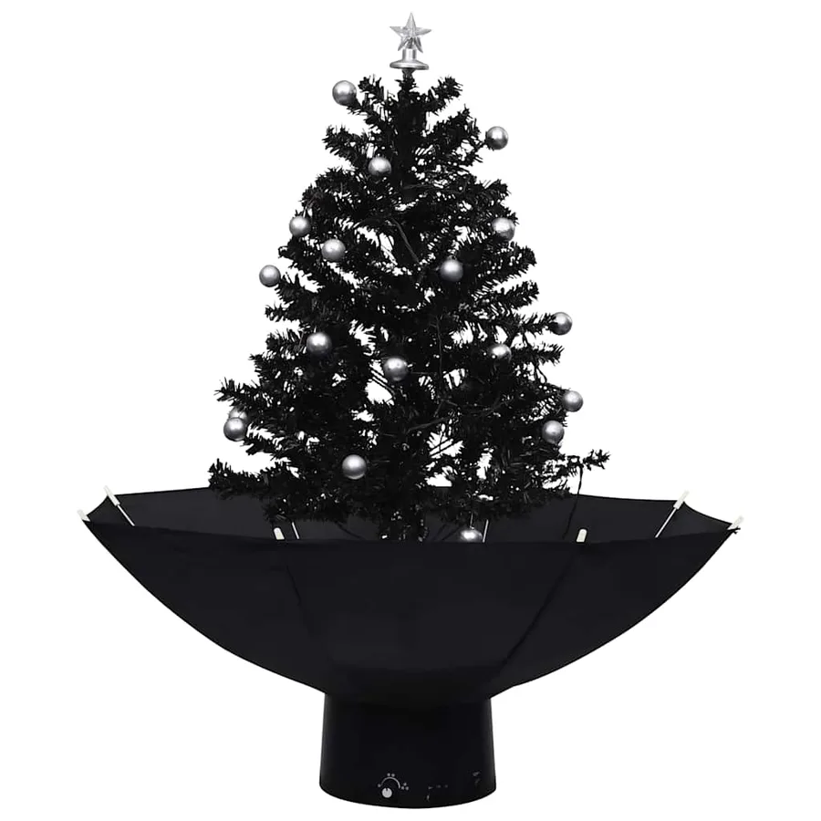 Arbre de Noël neigeux avec base de parapluie Noir 75 cm PVC - 2
