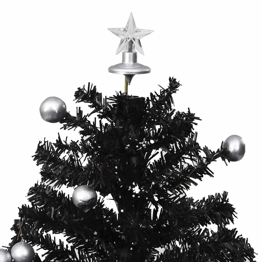 Arbre de Noël neigeux avec base de parapluie Noir 75 cm PVC - 4