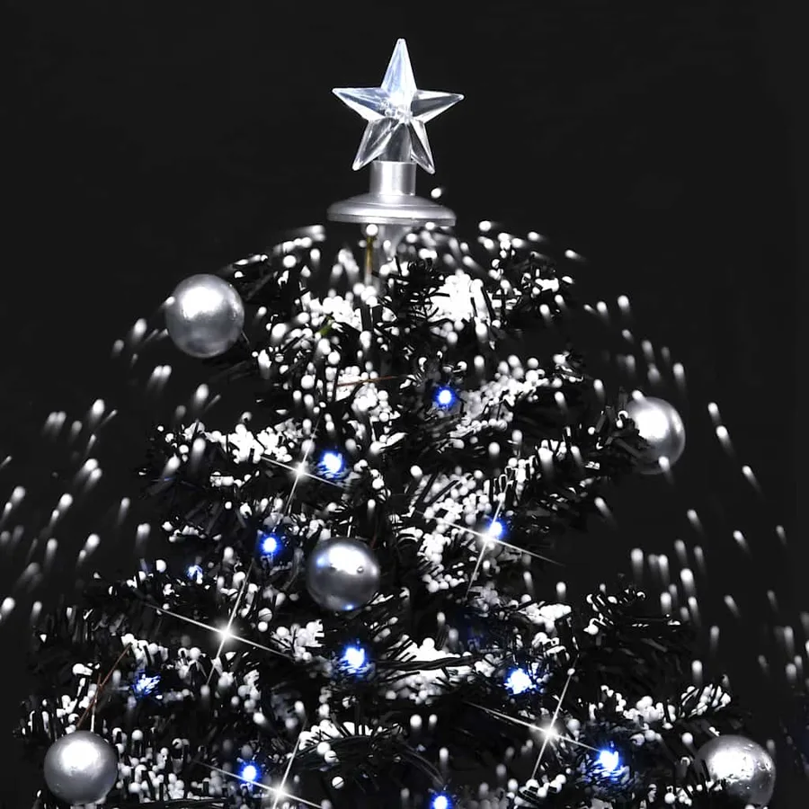 Arbre de Noël neigeux avec base de parapluie Noir 75 cm PVC - 6
