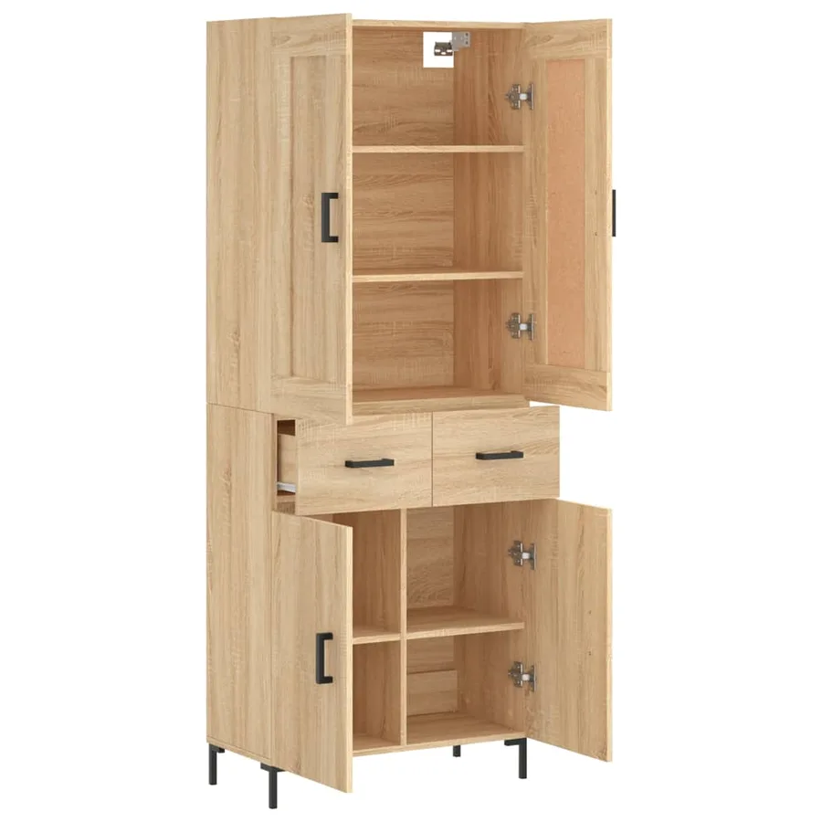 Buffet haut Chêne sonoma 69,5x34x180 cm Bois d'ingénierie - 4