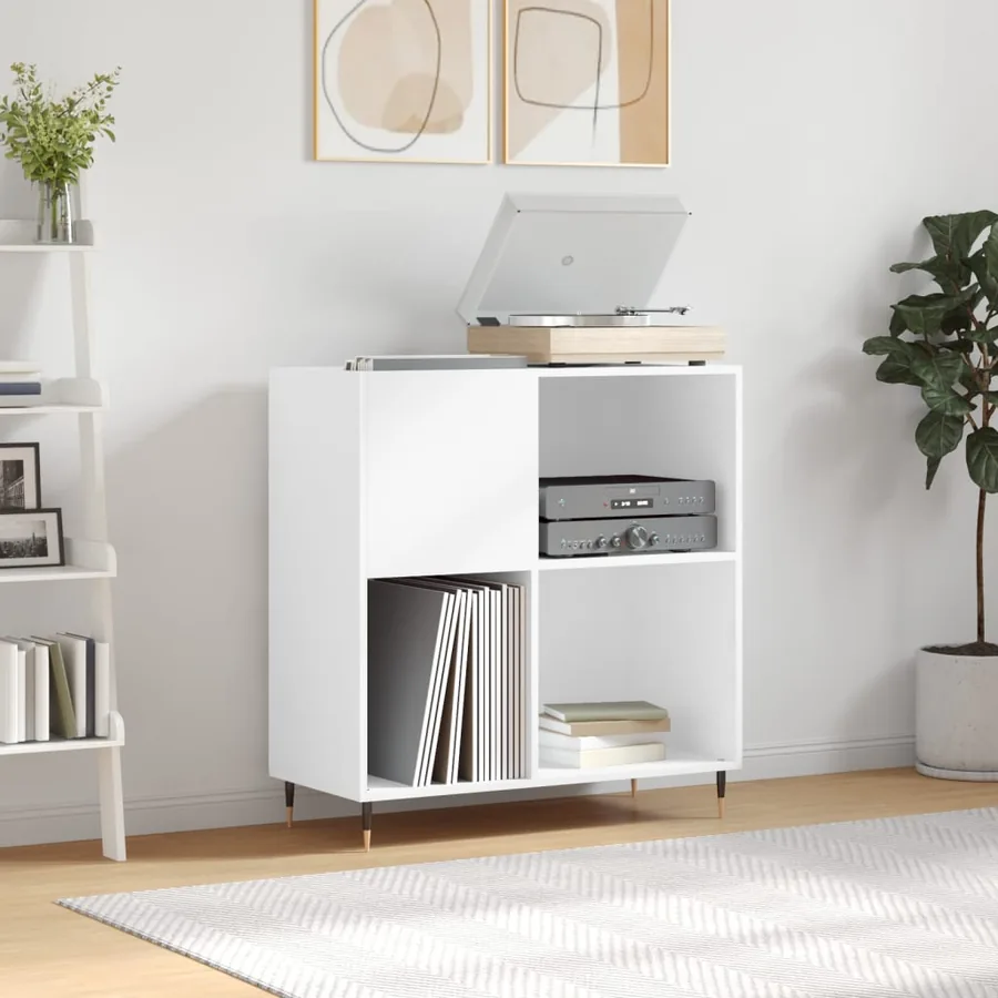 Armoire à disques blanc 84,5x38x89 cm bois d'ingénierie
