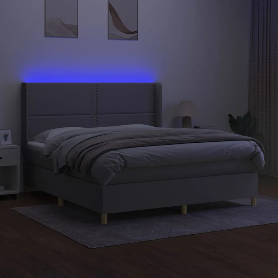 Sommier à lattes de lit matelas LED Gris clair 180x200 cm Tissu - 3