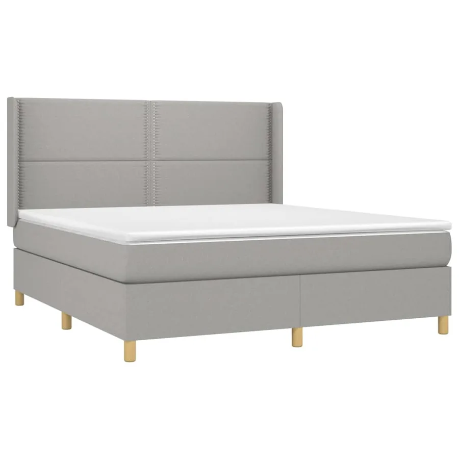 Sommier à lattes de lit matelas LED Gris clair 180x200 cm Tissu - 4