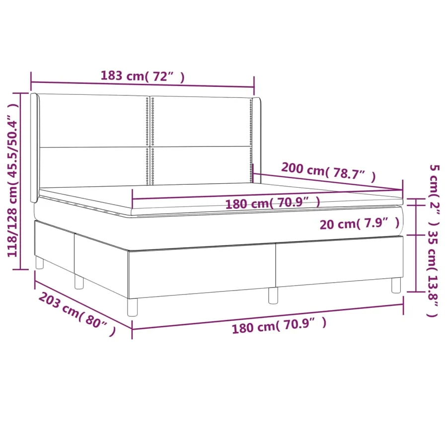 Sommier à lattes de lit matelas LED Gris clair 180x200 cm Tissu - 8