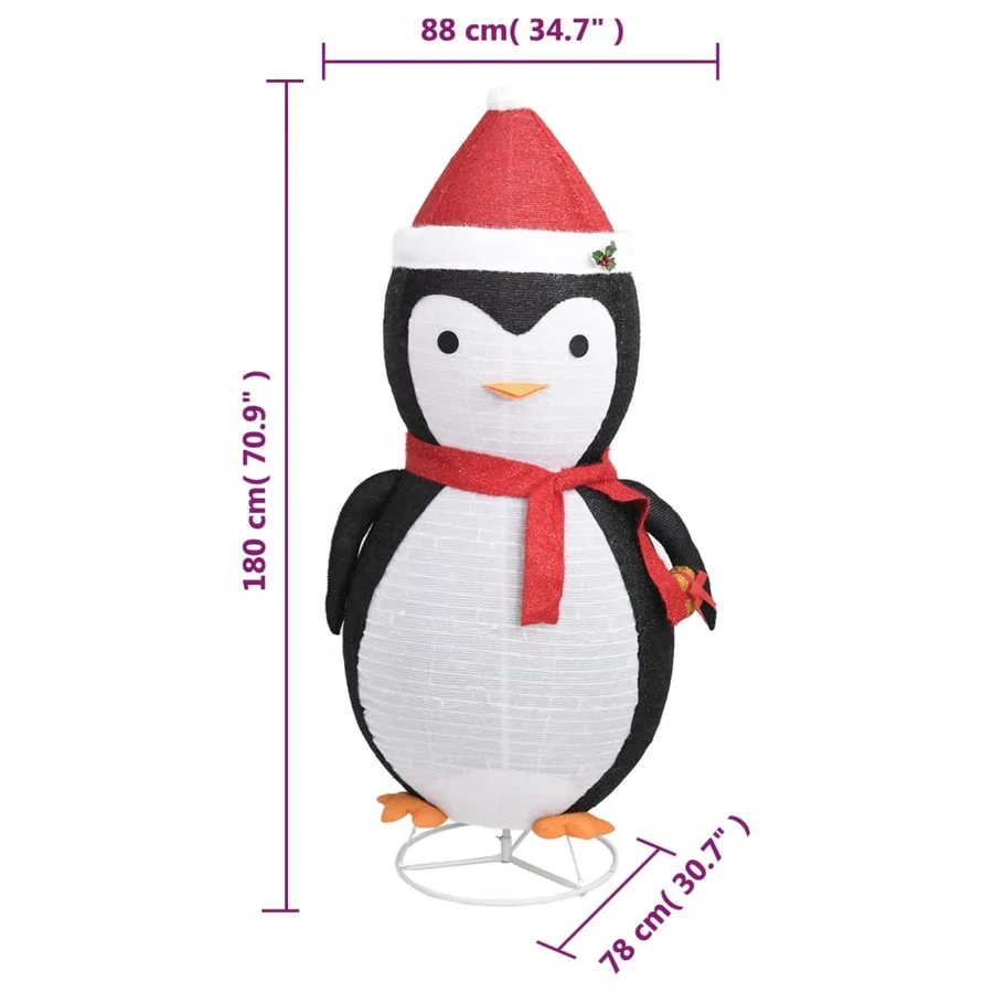 Décoration de Noël pingouin à LED Tissu de luxe 180 cm - 7