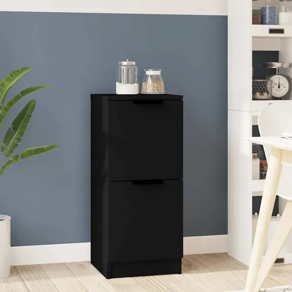 Buffet noir 30x30x70 cm bois d'ingénierie