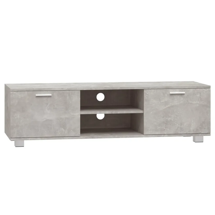 Meuble TV Gris béton 140x40,5x35 cm Bois d'ingénierie - 2