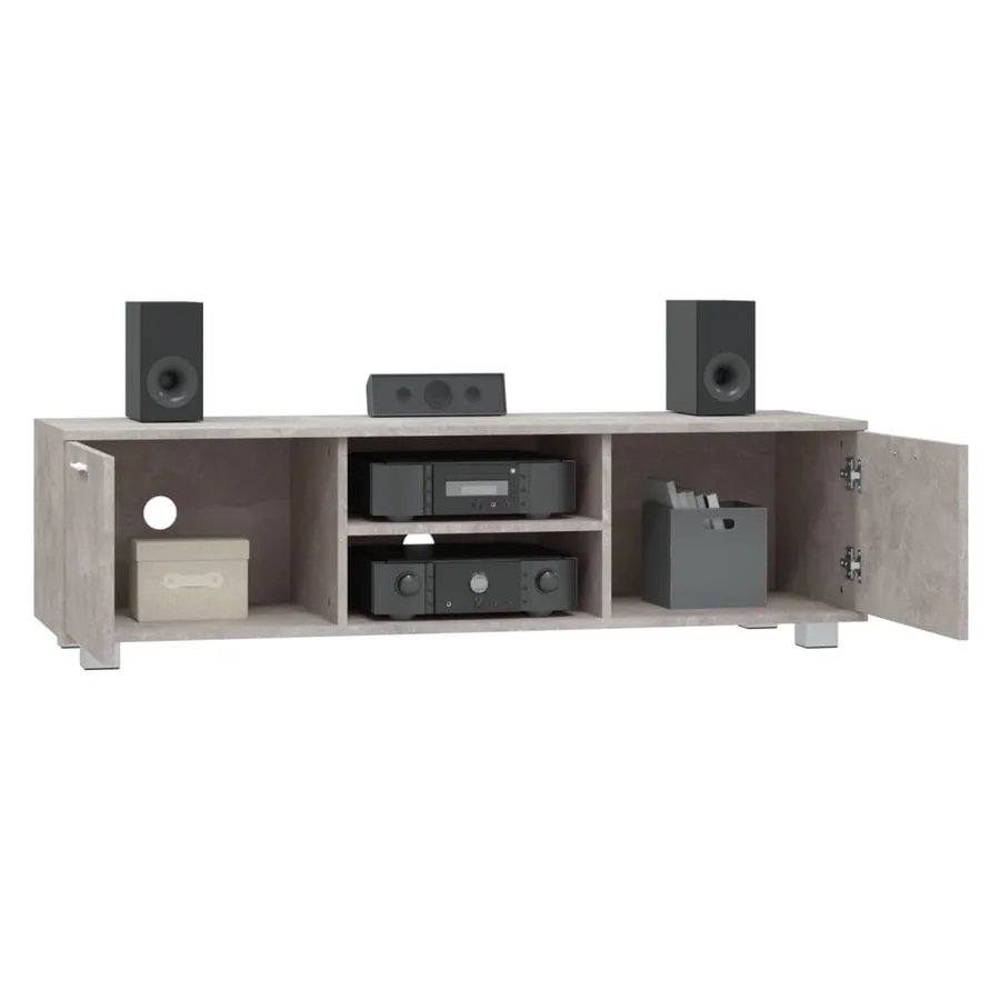 Meuble TV Gris béton 140x40,5x35 cm Bois d'ingénierie - 3