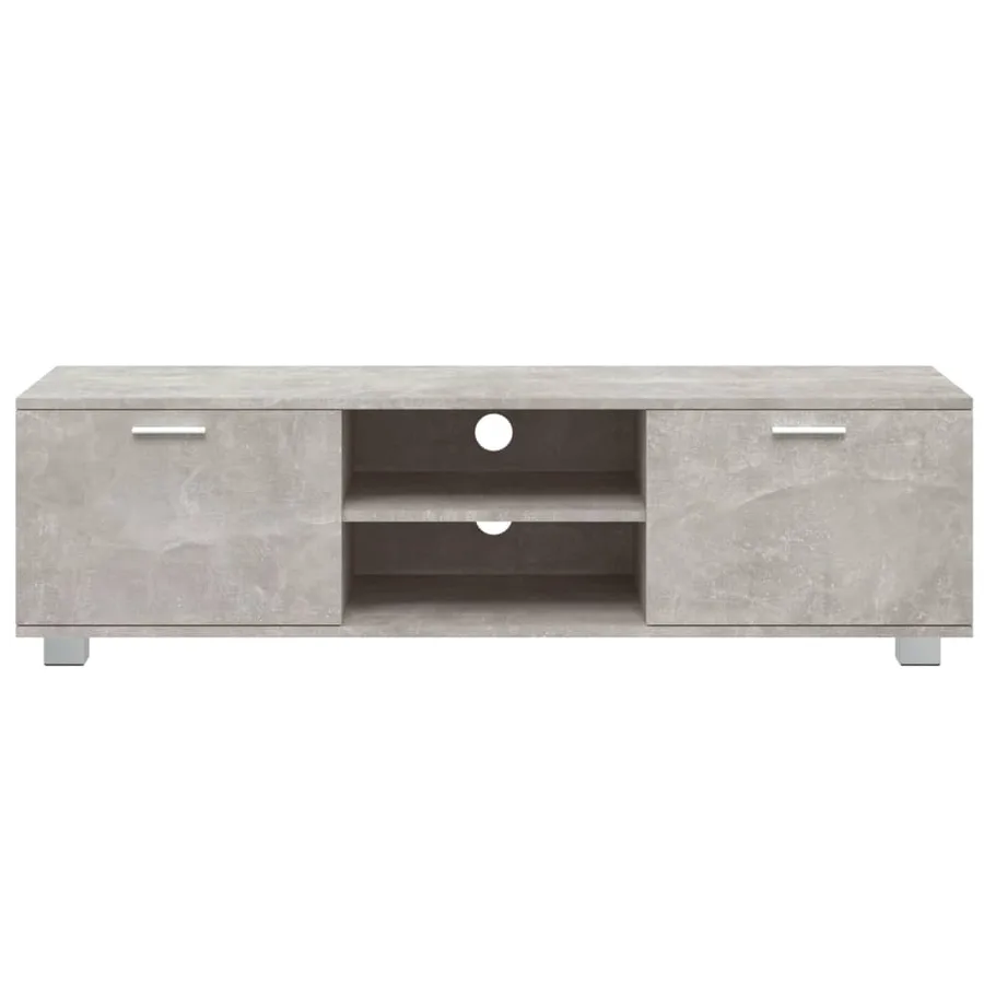 Meuble TV Gris béton 140x40,5x35 cm Bois d'ingénierie - 4