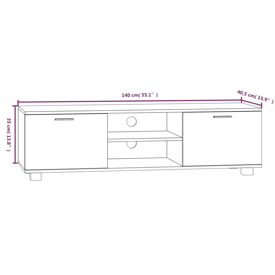 Meuble TV Gris béton 140x40,5x35 cm Bois d'ingénierie - 8