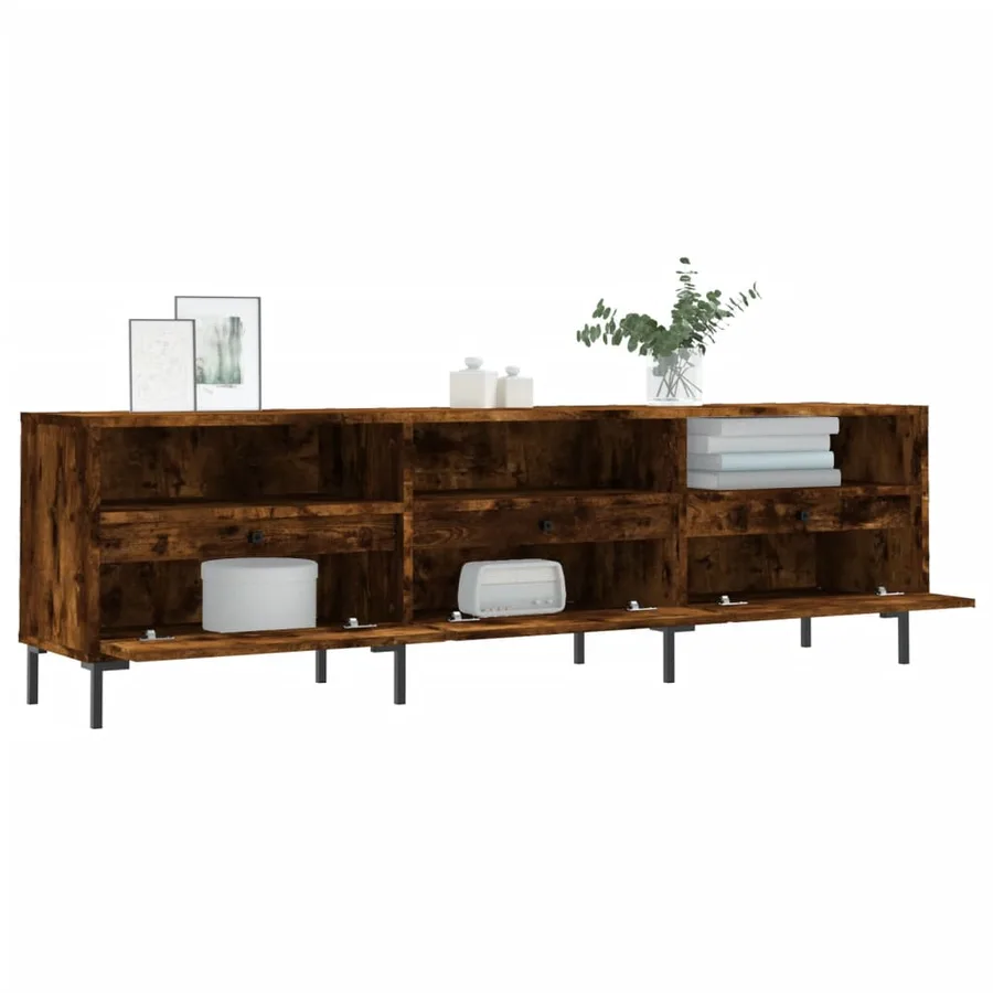 Meuble TV chêne fumé 150x30x44,5 cm bois d'ingénierie - 4