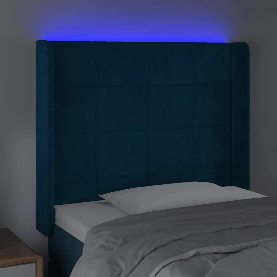 Tête de lit à LED Bleu foncé 93x16x118/128 cm Velours - 4