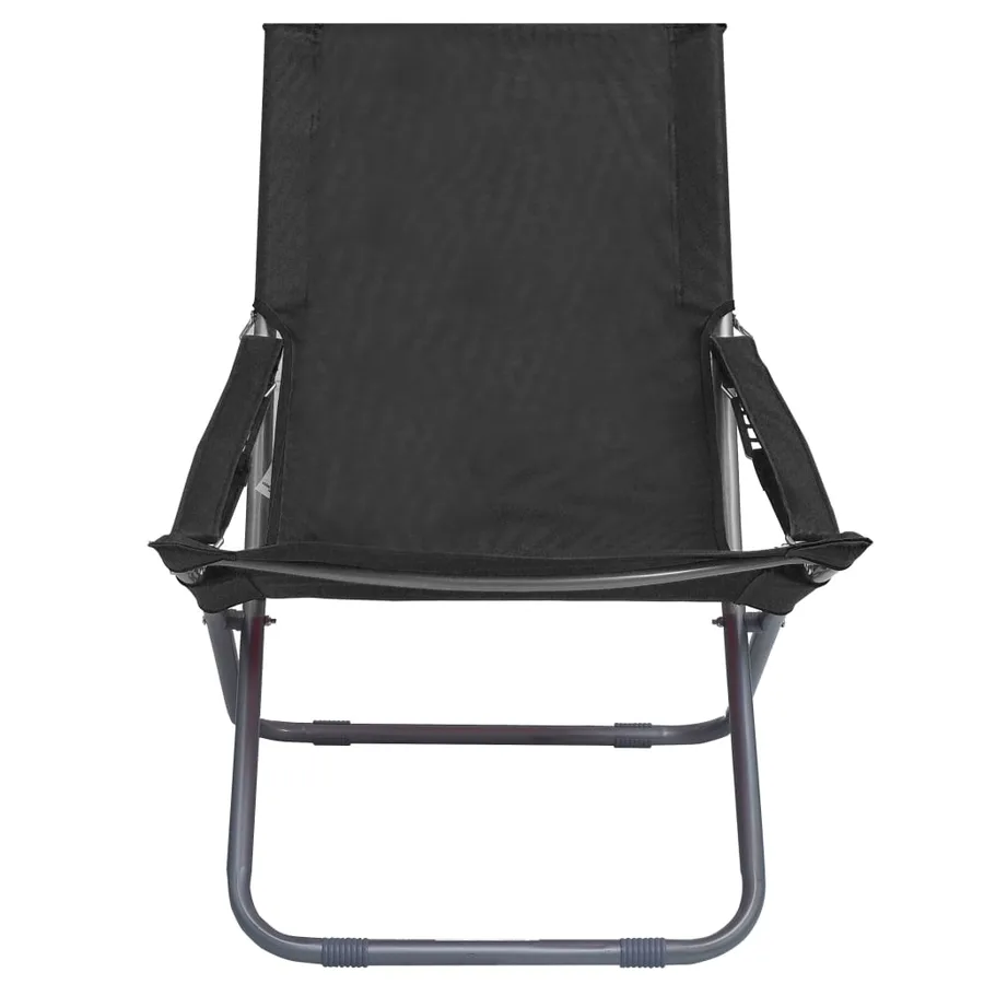 Chaises pliables de plage lot de 2 Tissu Noir - 2