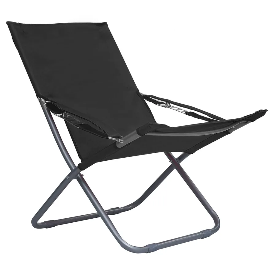 Chaises pliables de plage lot de 2 Tissu Noir - 3