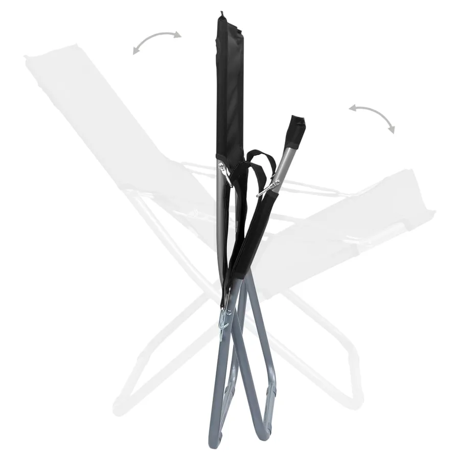 Chaises pliables de plage lot de 2 Tissu Noir - 7