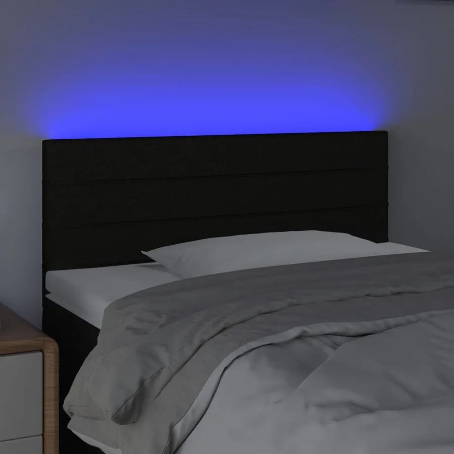 Tête de lit à LED Noir 100x5x78/88 cm Tissu - 3