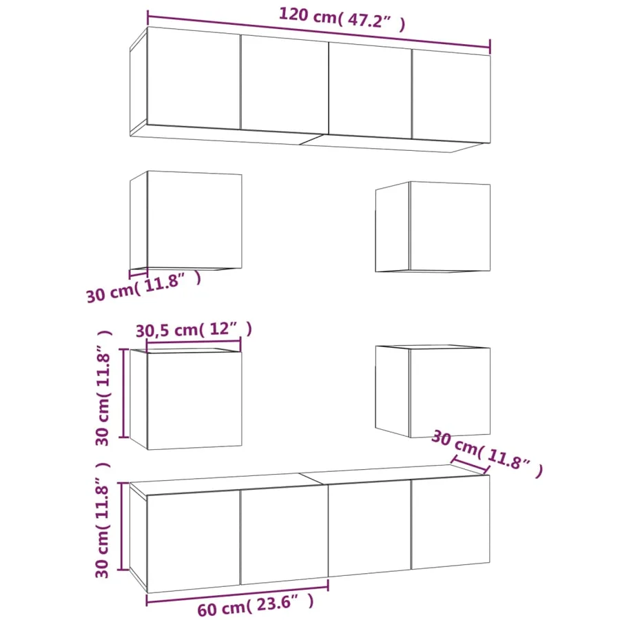 Ensemble de meubles TV 8 pcs Sonoma gris Bois d'ingénierie - 9