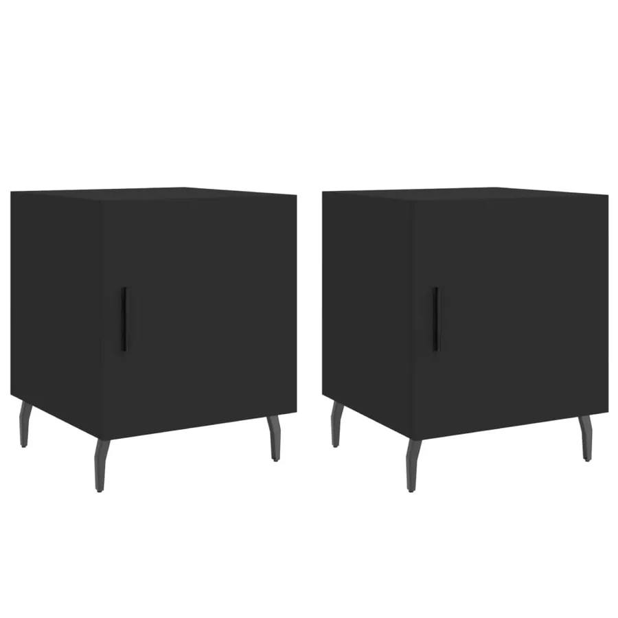 Tables de chevet 2 pcs noir 40x40x50 cm bois d’ingénierie - 2