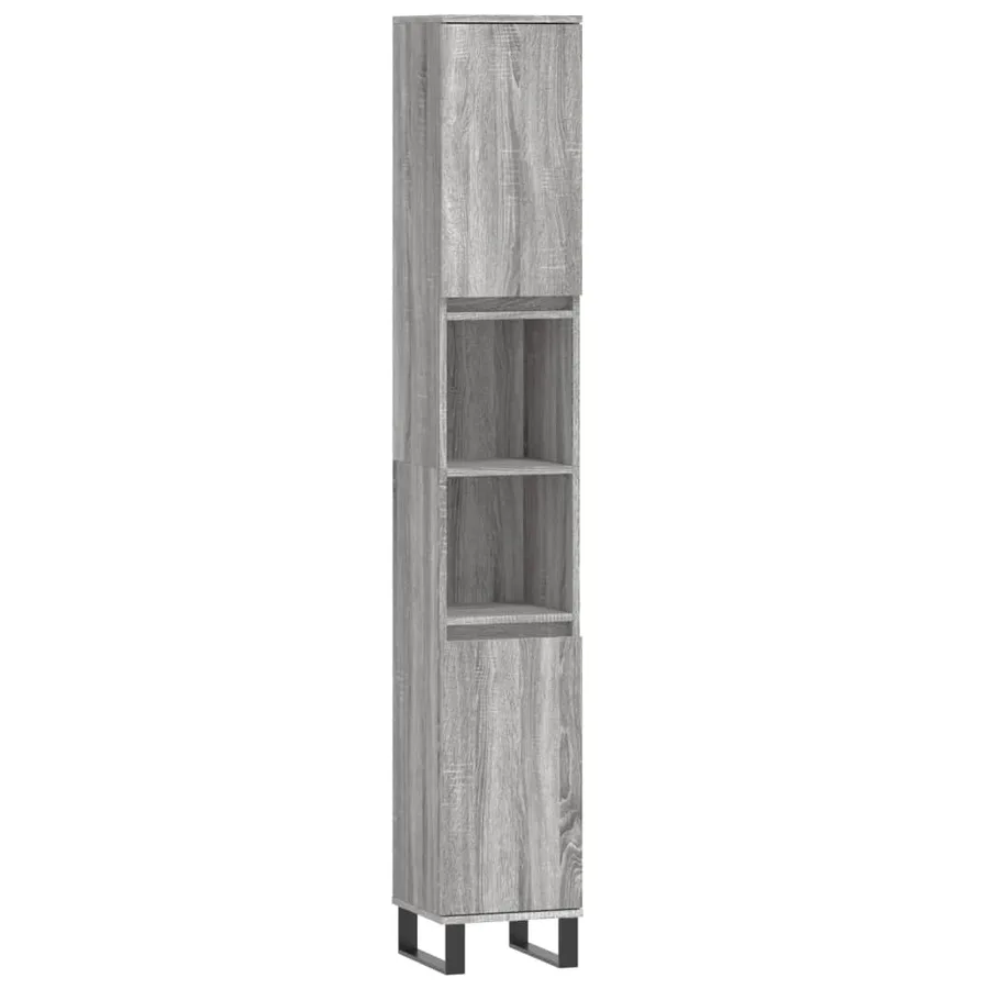 Armoire de bain sonoma gris 30x30x190 cm bois d'ingénierie - 2