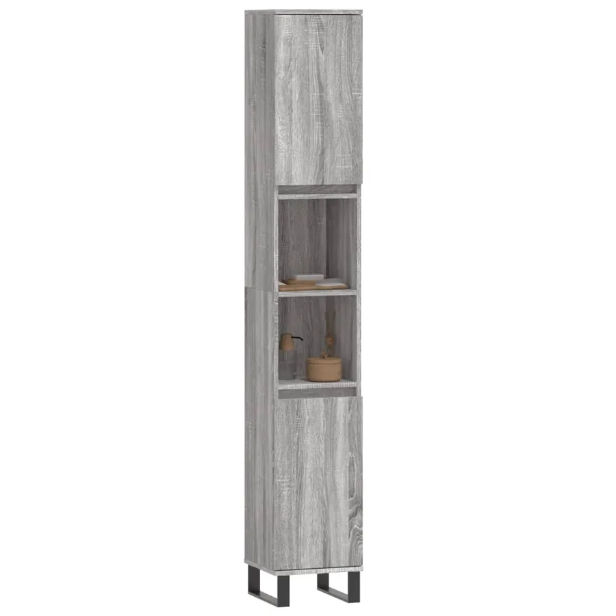 Armoire de bain sonoma gris 30x30x190 cm bois d'ingénierie - 3