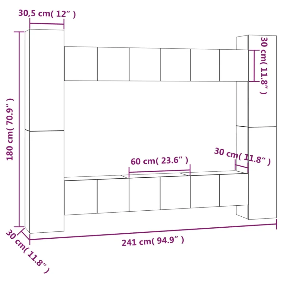 Ensemble de meubles TV 10 pcs Chêne fumé Bois d'ingénierie - 6