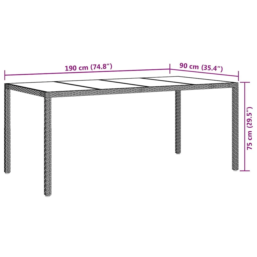 Table de Jardin Blanc 190 x 90 x 75 cm polyrotin - 7