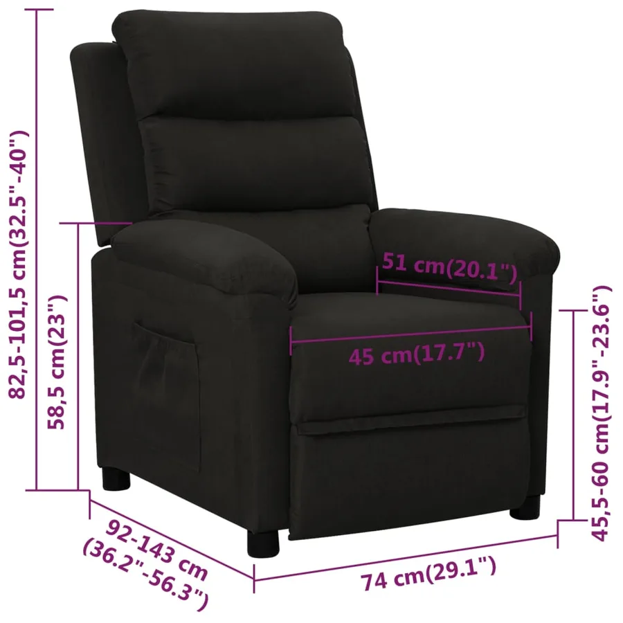 Fauteuil inclinable Noir Tissu - 11