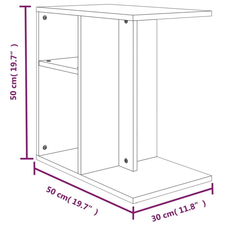 Table d'appoint Chêne fumé 50x30x50 cm Bois d'ingénierie - 9