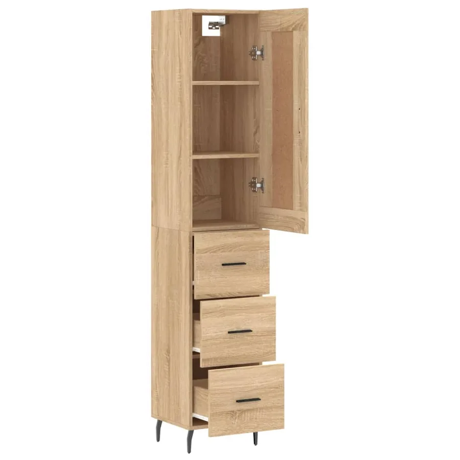 Buffet haut Chêne sonoma 34,5x34x180 cm Bois d'ingénierie - 3