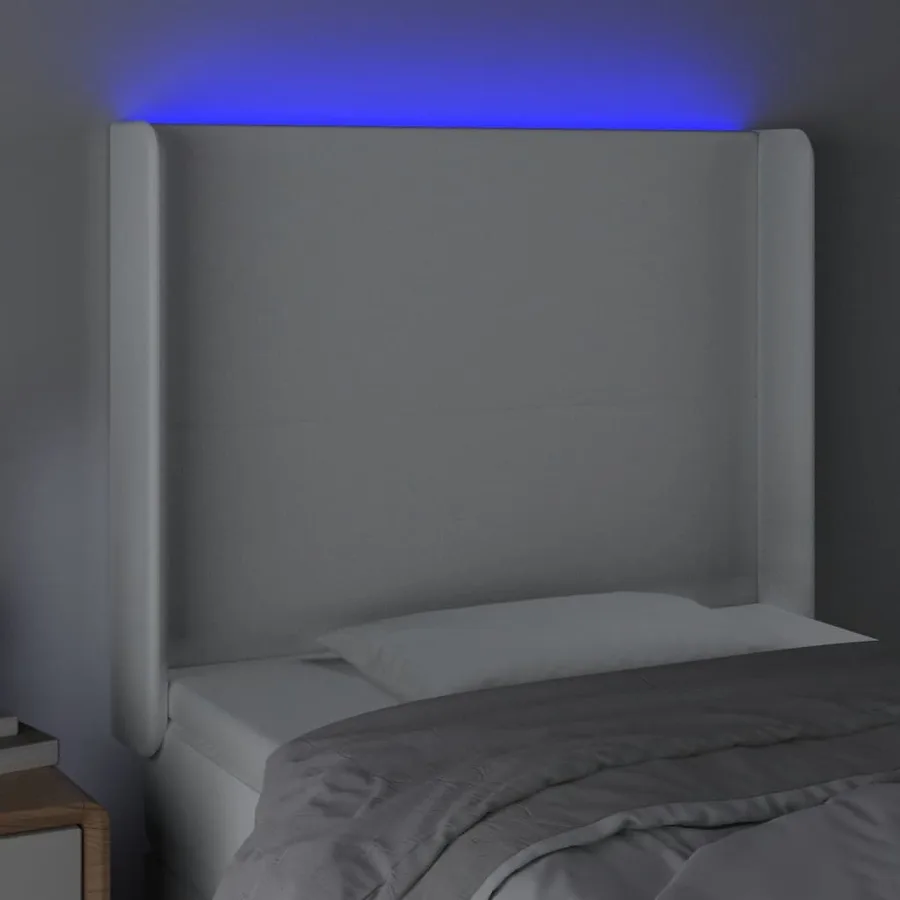 Tête de lit à LED Blanc 93x16x118/128 cm Similicuir - 4