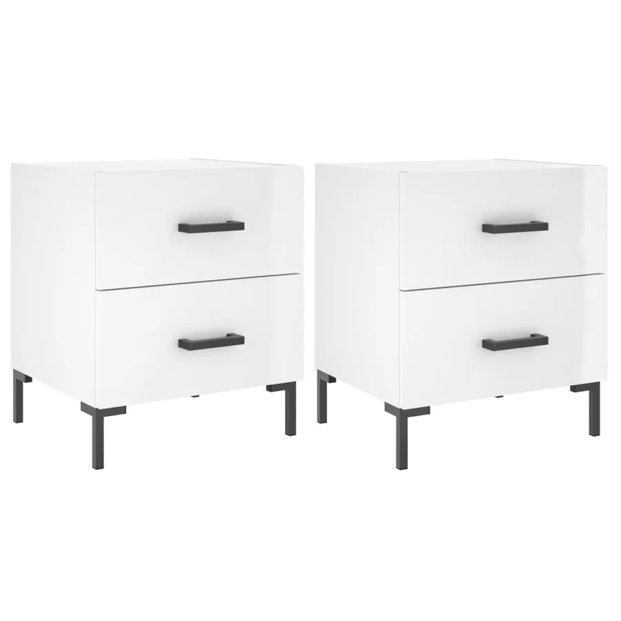 Tables de chevet 2 pcs blanc brillant 40x35x47,5 cm - 2