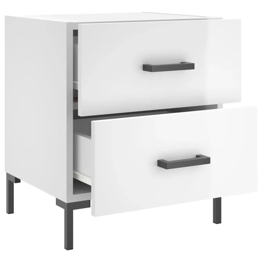 Tables de chevet 2 pcs blanc brillant 40x35x47,5 cm - 8