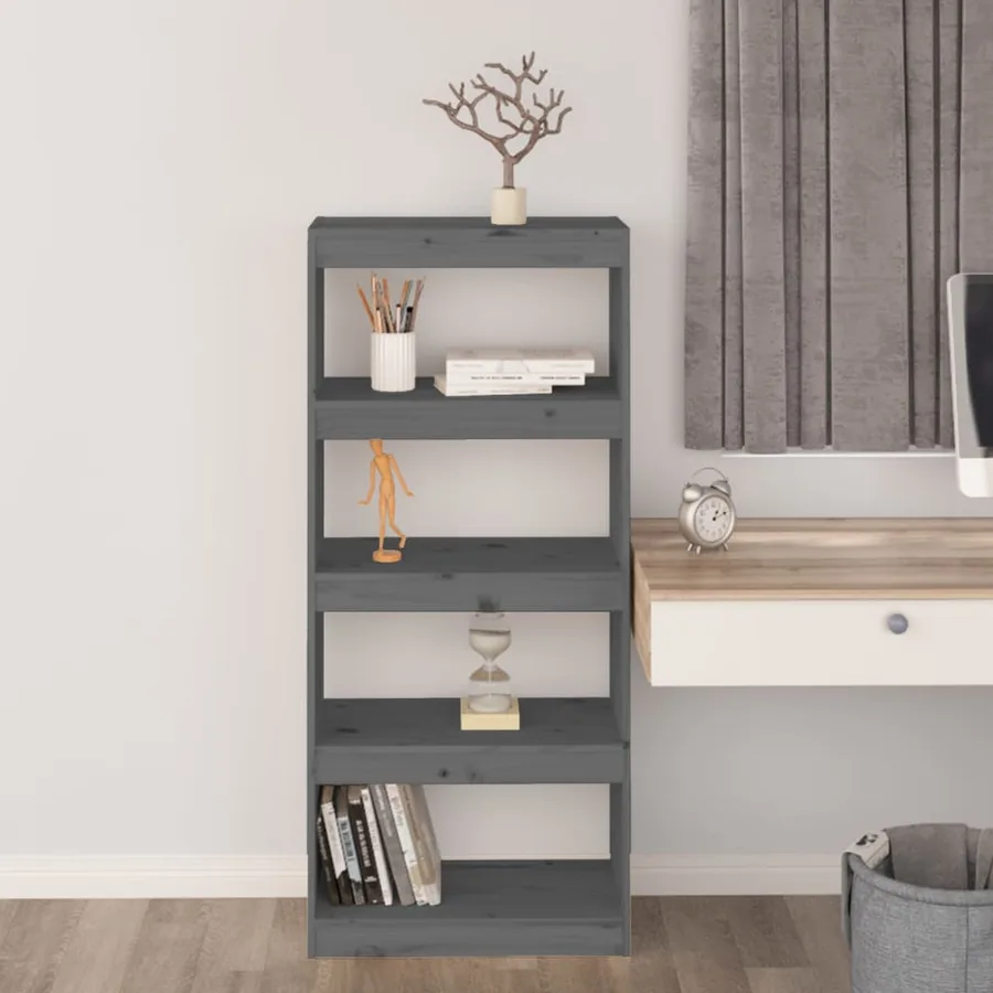 Bibliothèque/Séparateur de pièce Gris 60x30x135,5 cm Pin massif - 3