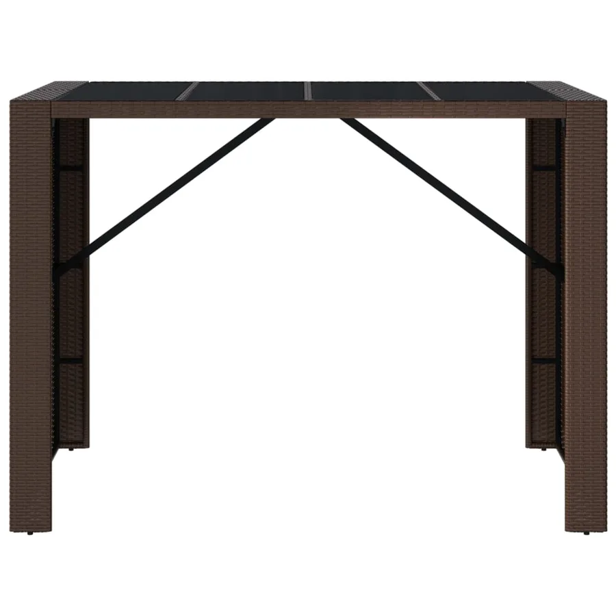Table de bar et dessus en verre marron 145x80x110 cm poly rotin - 3