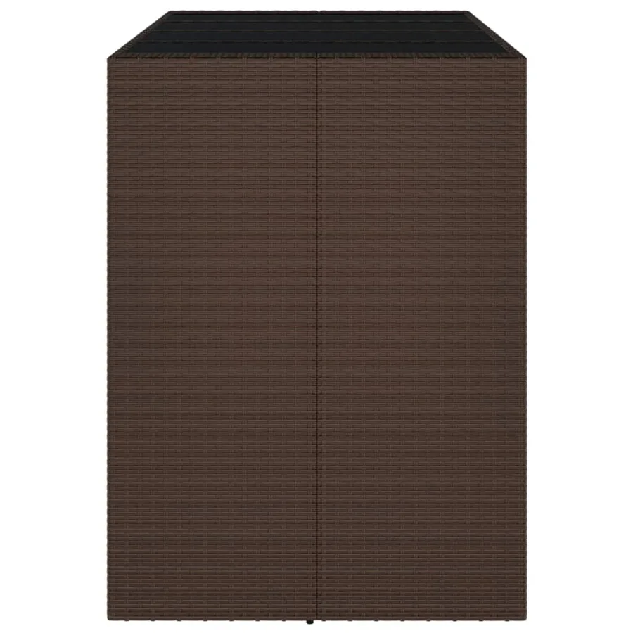 Table de bar et dessus en verre marron 145x80x110 cm poly rotin - 4
