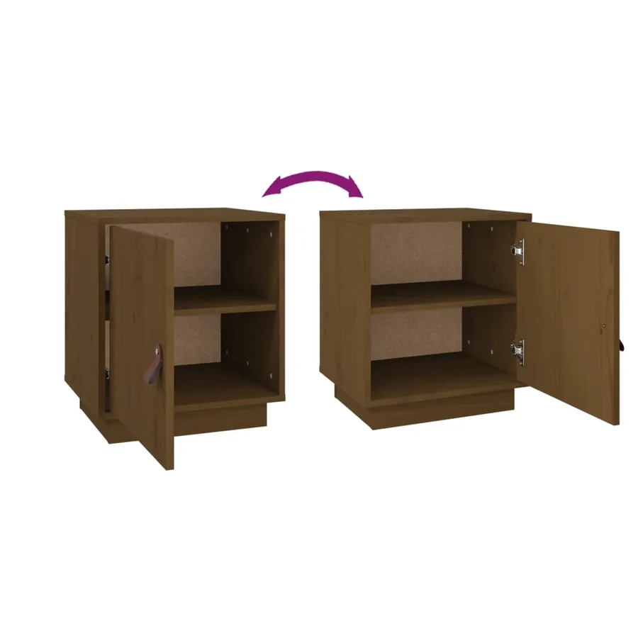 Table de chevet Marron miel 40x34x45 cm Bois de pin massif - 9