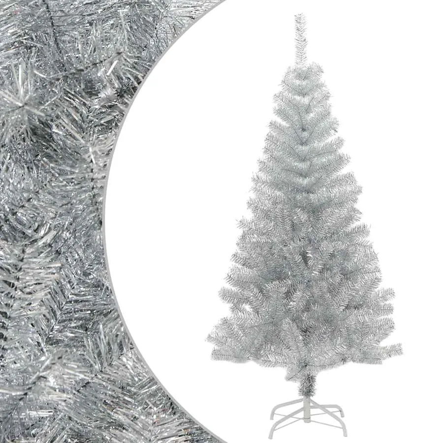 Sapin de Noël artificiel avec support argenté 150 cm PET