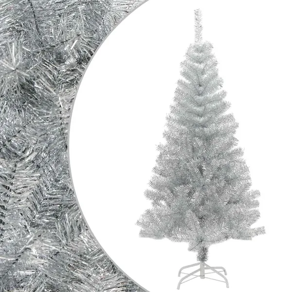 Sapin de Noël artificiel avec support argenté 150 cm PET
