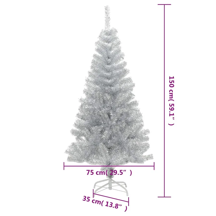 Sapin de Noël artificiel avec support argenté 150 cm PET - 7