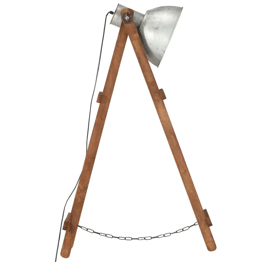 Lampadaires 3 pcs Argenté E27 Bois de manguier massif - 5