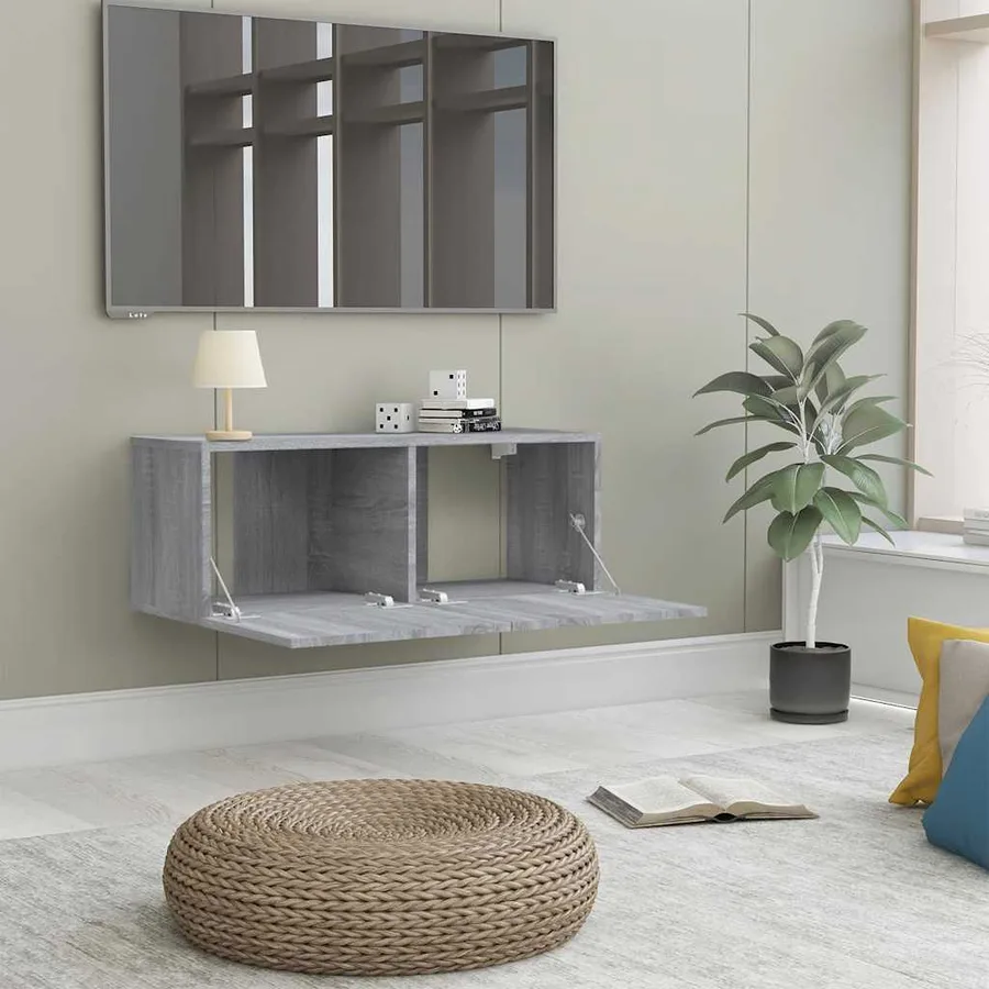 Meuble TV sonoma gris 80x30x30 cm bois d'ingénierie - 3
