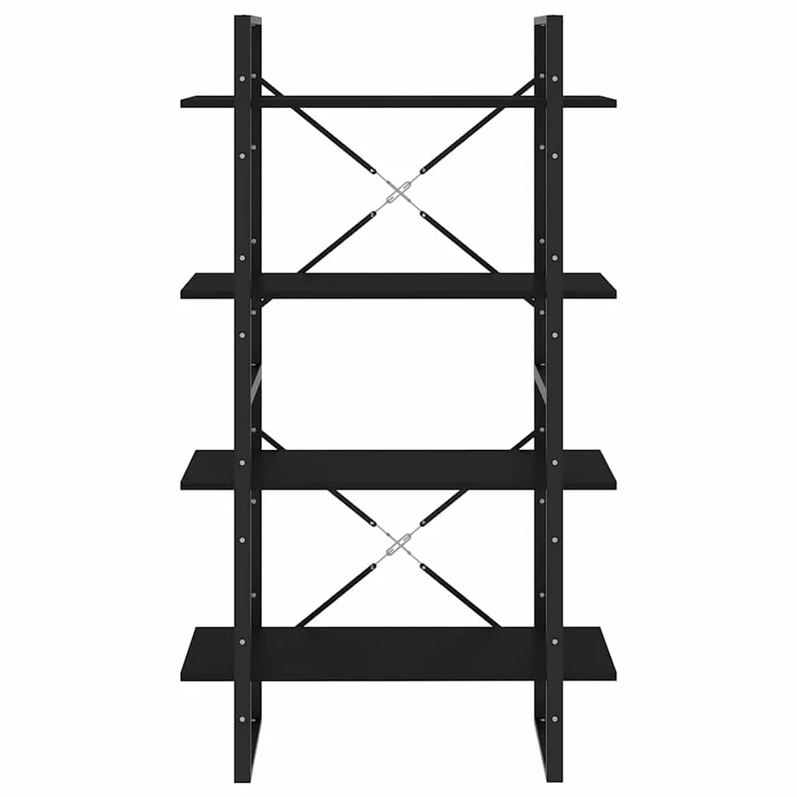 Bibliothèque à 4 niveaux noir 80x30x140 cm bois d'ingénierie - 5