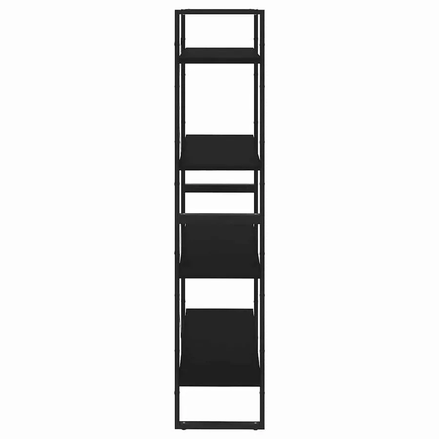 Bibliothèque à 4 niveaux noir 80x30x140 cm bois d'ingénierie - 6