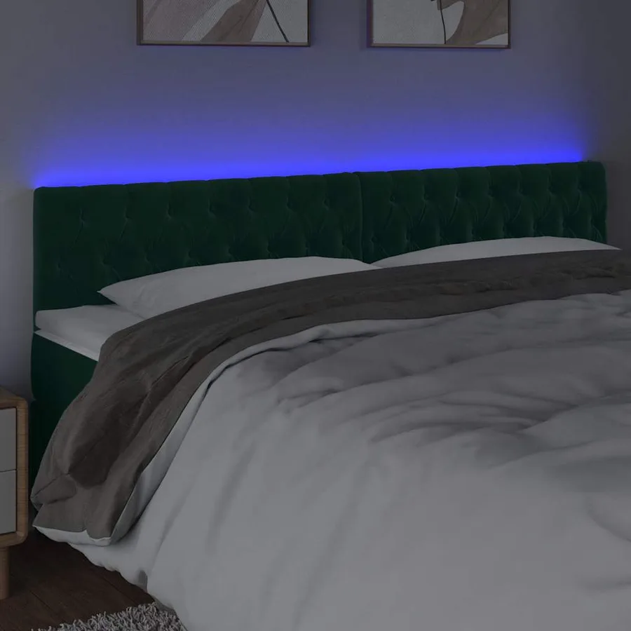 Tête de lit à LED Vert foncé 200x7x78/88 cm Velours - 3
