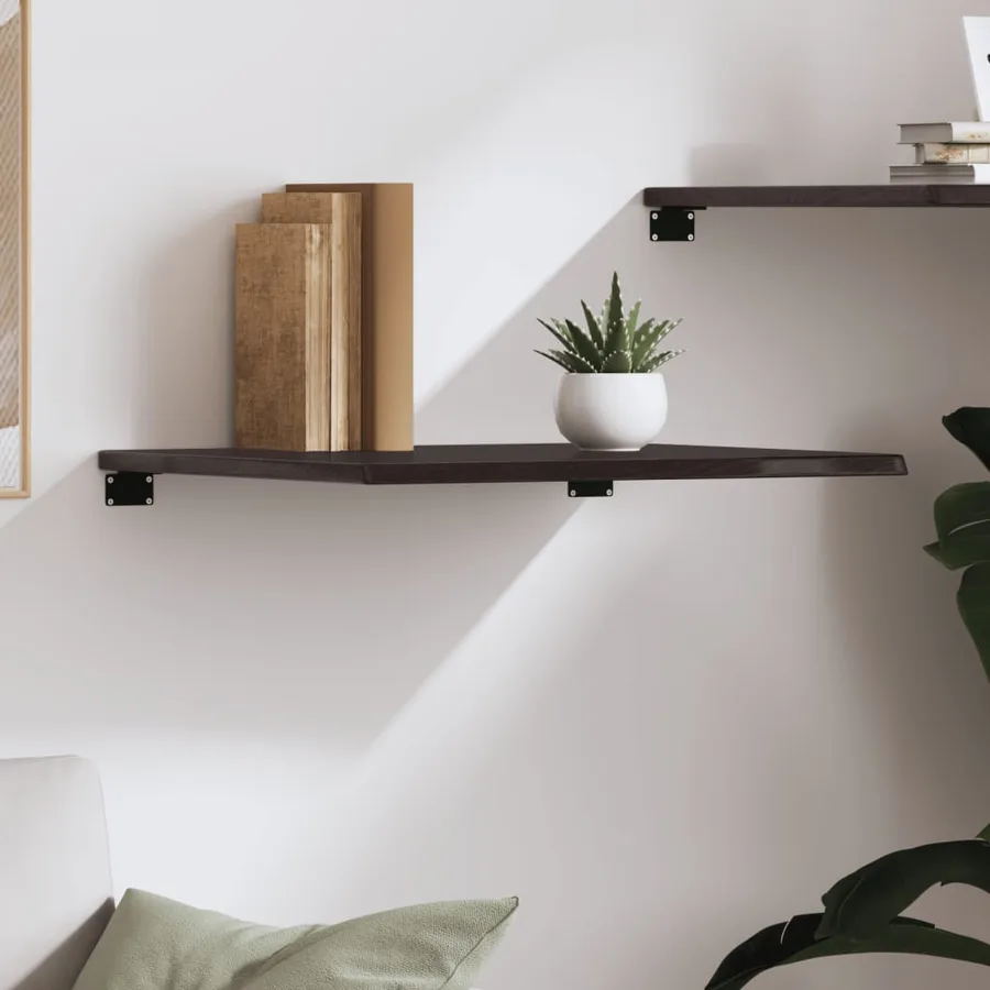 Étagère murale marron foncé 60x50x2 cm bois chêne massif traité - 3